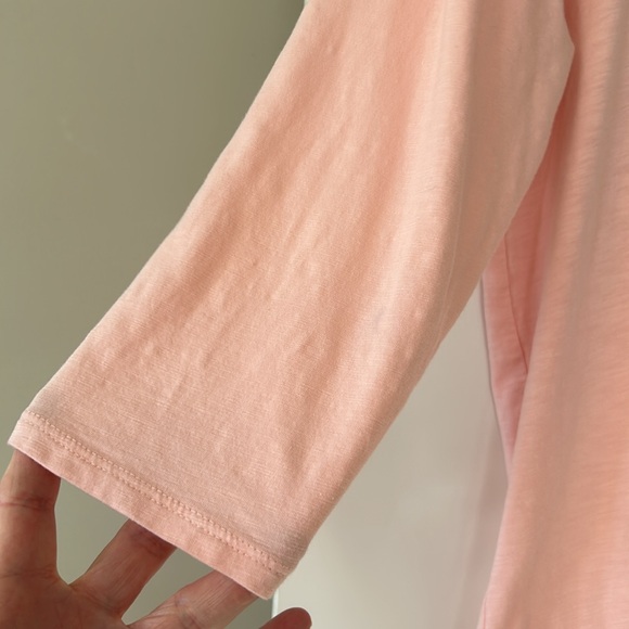 J Jill Cotton Modal Rayon V-Neck 3/4 Sleeve Pink Top w Side Vents Pink Size Lrg - Picture 5 of 9